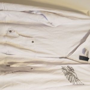 White HD zip up Hoodie